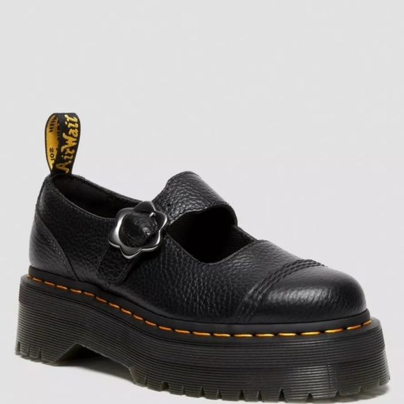 Dr. Martens Addina Flower Buckle Leather Platform Mary Jane Shoes - Picture 10 of 12